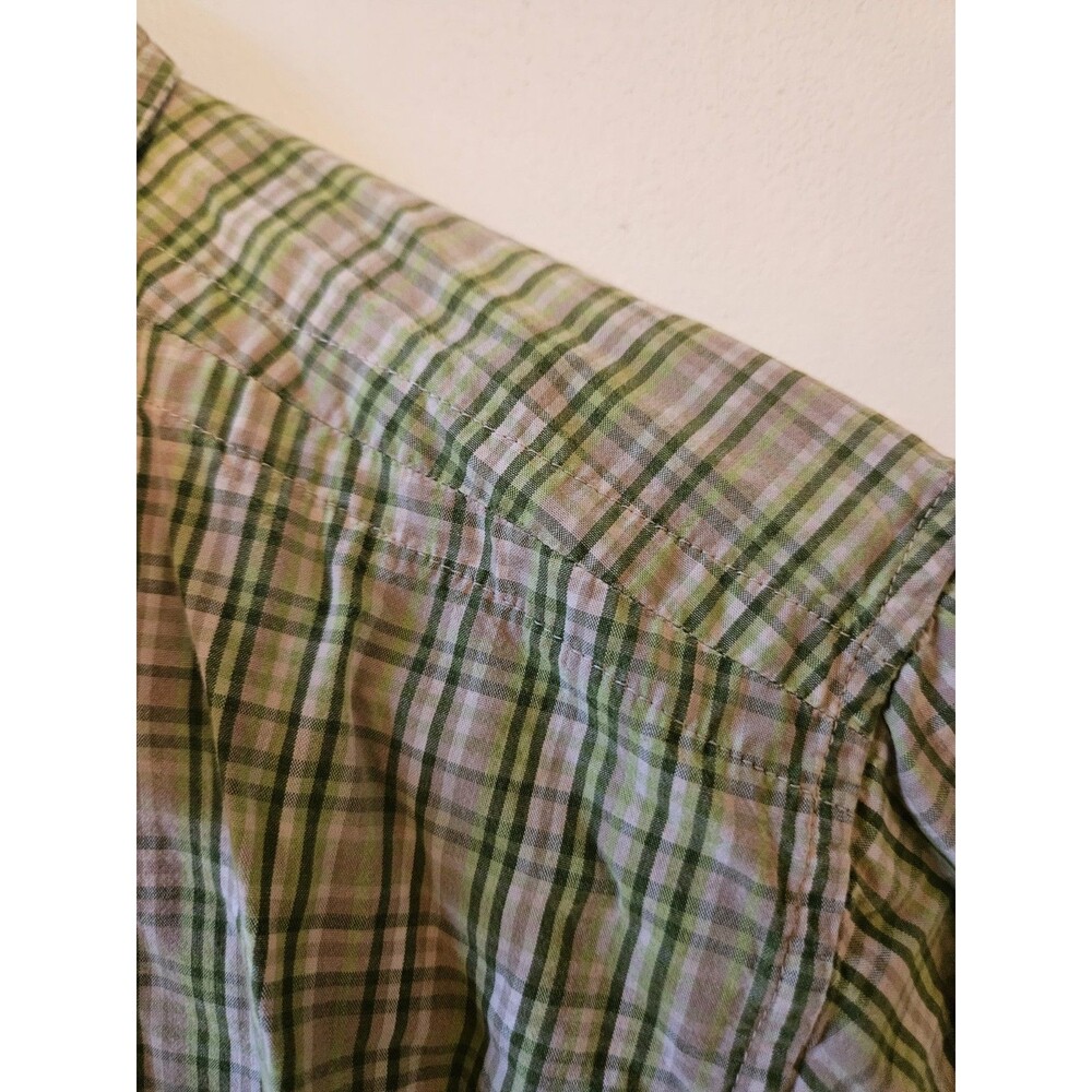The North Face Casual Shirt Mens Large Green Check Button Up Chest Pocket - Picture 3 of 9